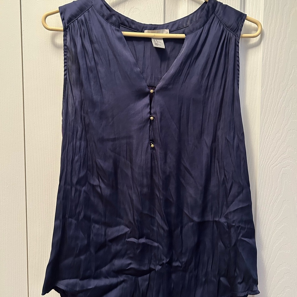 H&M Deep Blue V-Neck Blouse
